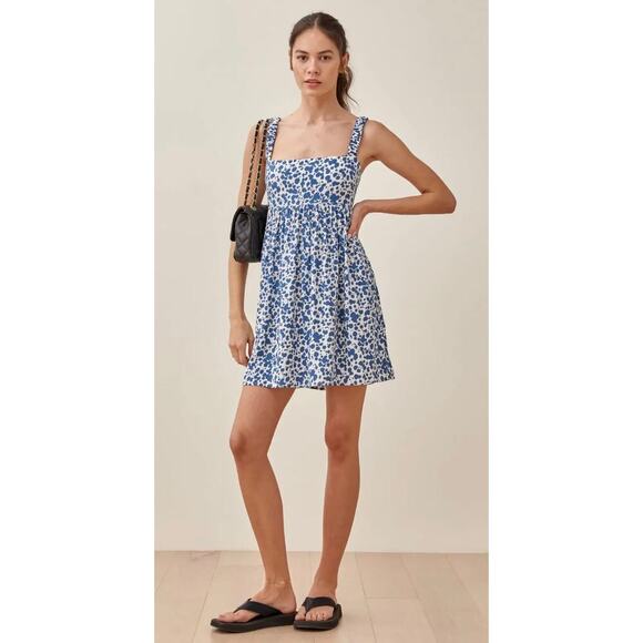 Reformation Serene Blue and White Babydoll Dress in Rainey size 10 - Picture 4 of 8